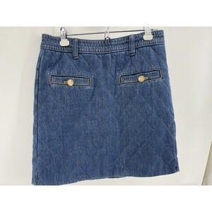 Ann Taylor Premium Denim Quilted Skirt Size 6 Designer Trendy